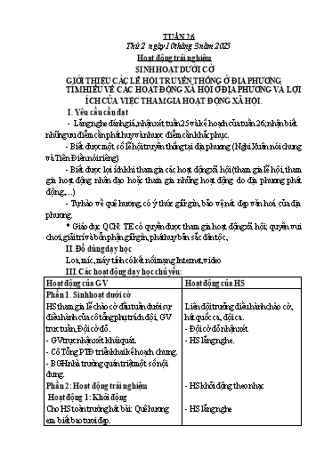 Kế hoạch bài dạy Lớp 5 - Tuần 26 - Năm học 2024-2025 - Lê Thị Tâm