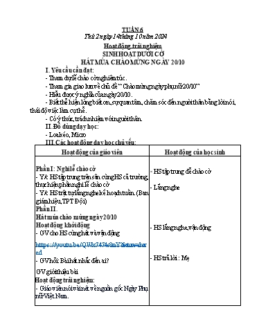 Kế hoạch bài dạy Lớp 5 - Tuần 6 - Năm học 2024-2025 - Đậu Thị Hoa