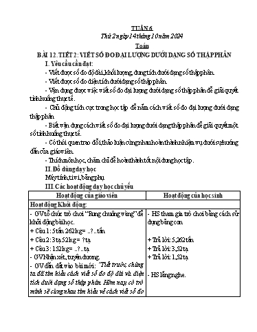Kế hoạch bài dạy Lớp 5 - Tuần 6 - Năm học 2024-2025 - Trần Thị Khánh Vân