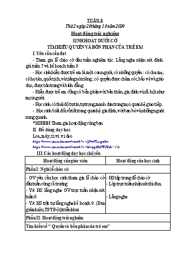 Kế hoạch bài dạy Lớp 5 - Tuần 8 - Năm học 2024-2025 - Trần Thị Diệp