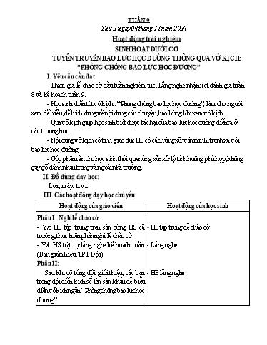 Kế hoạch bài dạy Lớp 5 - Tuần 9 - Năm học 2024-2025 - Đậu Thị Hoa