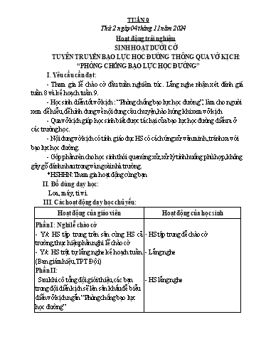 Kế hoạch bài dạy Lớp 5 - Tuần 9 - Năm học 2024-2025 - Trần Thị Diệp